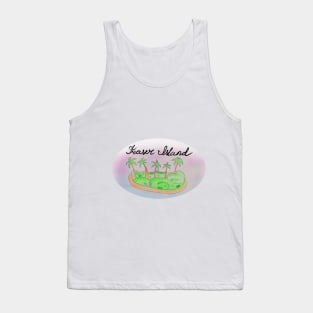 Fraser Island watercolor Island travel, beach, sea and palm trees. Holidays and vacation, summer and relaxation Tank Top